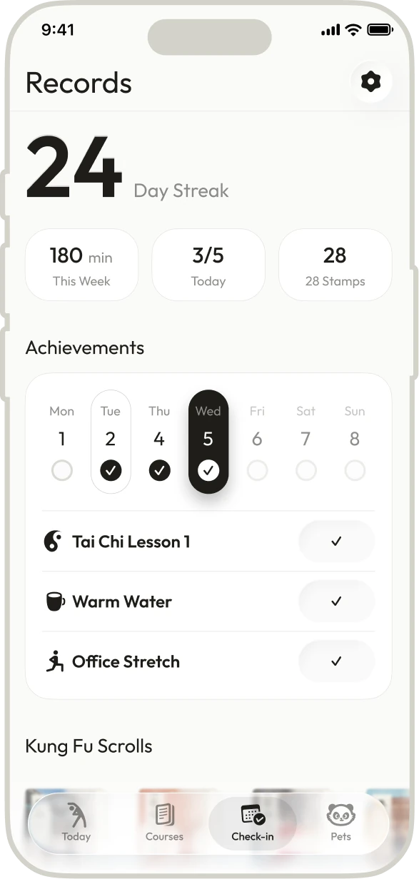 Check-in statistics screen