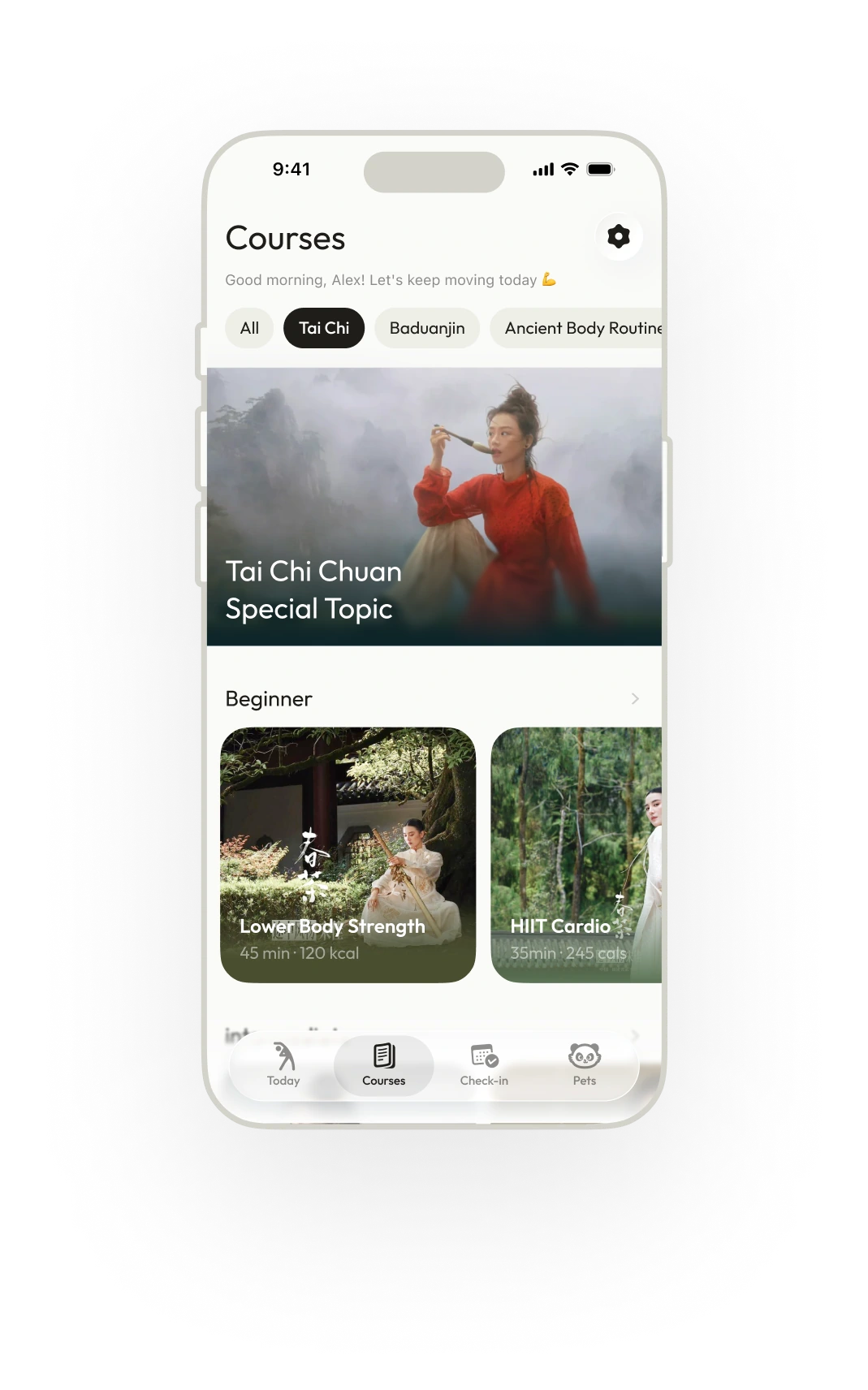 Panda Taichi course screen